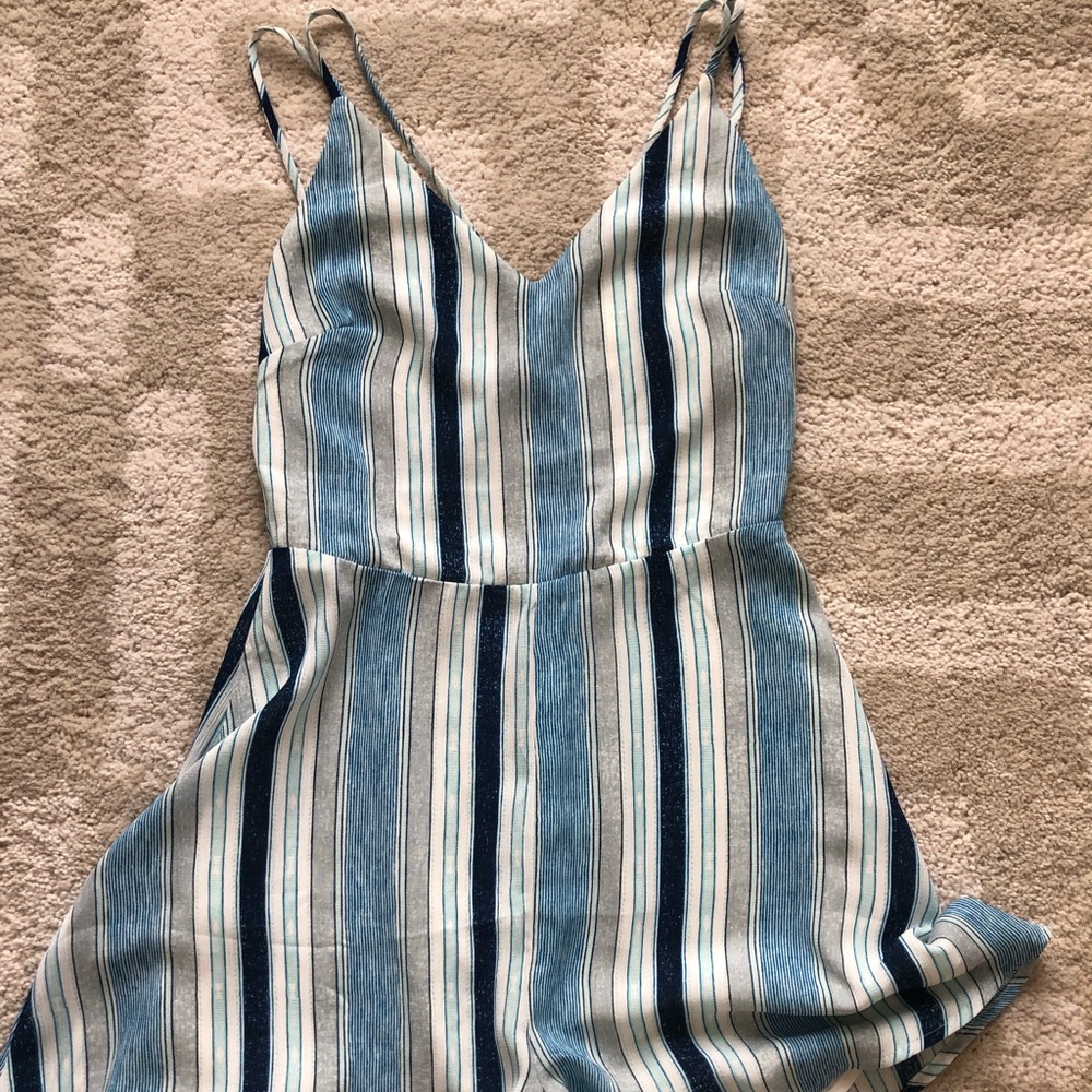 Lush blue stripe romper
